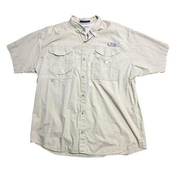 Columbia PFG Bonehead Shirt Mens 2XL Khaki Short Sleeve Fishing Vented FM7130 - Picture 1 of 7